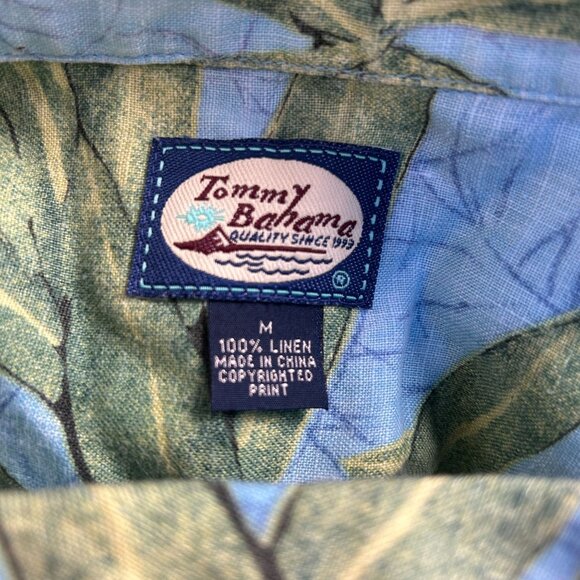 Tommy Bahama Mens Medium 100% Linen Tropical Parrot & Leaf Print Button-Up Shirt - Picture 3 of 7